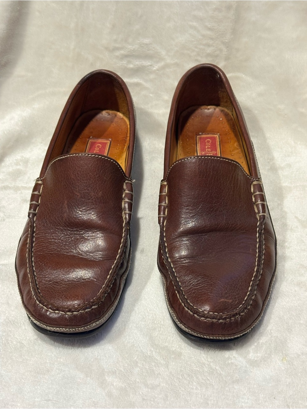 Cole Haan Country Womens Sz 8.5 Brown Moc Toe Slip On Flat Loafers shoes Preppy